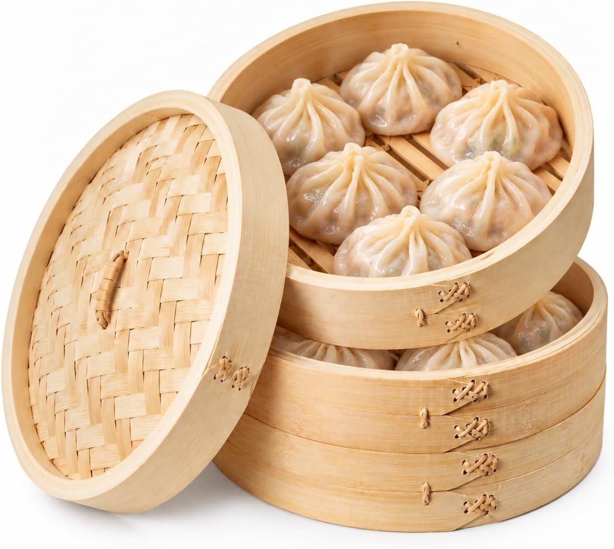 2-Tier Bamboo Steamer Baskets